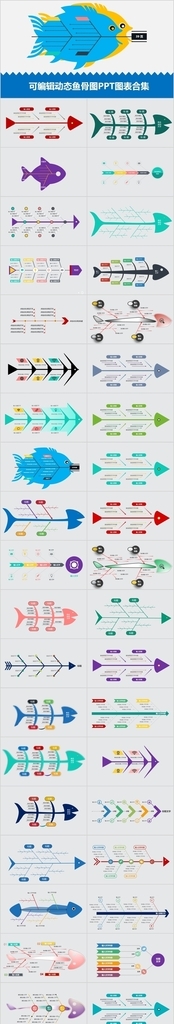 多款鱼骨图PPT图表模板