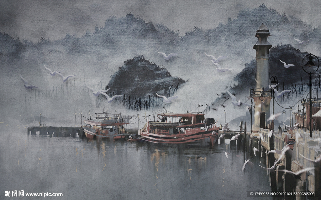 手繪風(fēng)景油畫背景圖片
