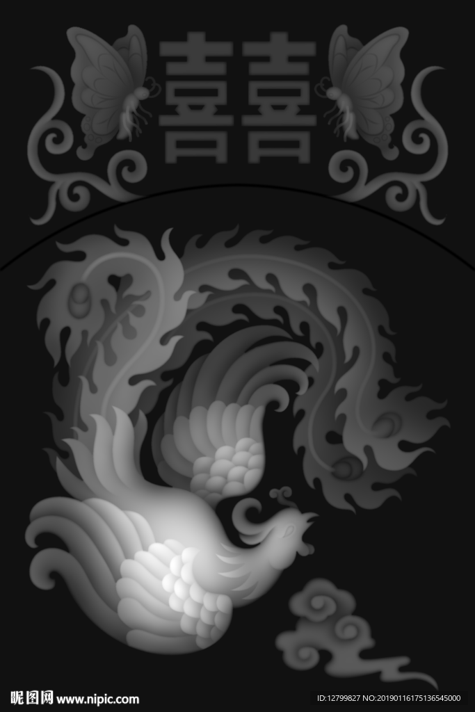 龍鳳喜灰度圖