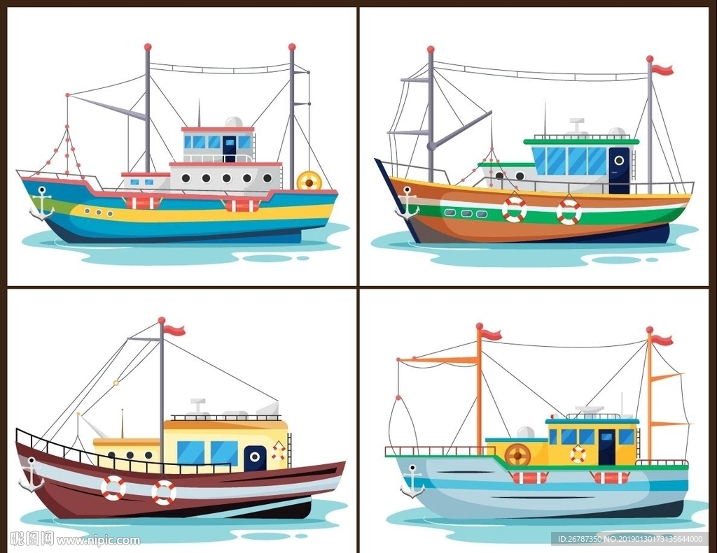 矢量海洋渔船系列