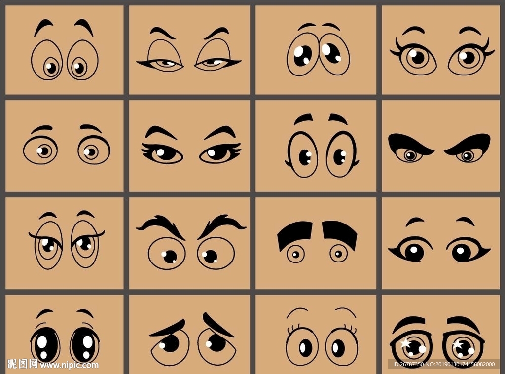 矢量卡通眼部表情系列