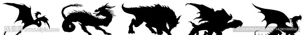 AI矢量5款恐龙标志logo