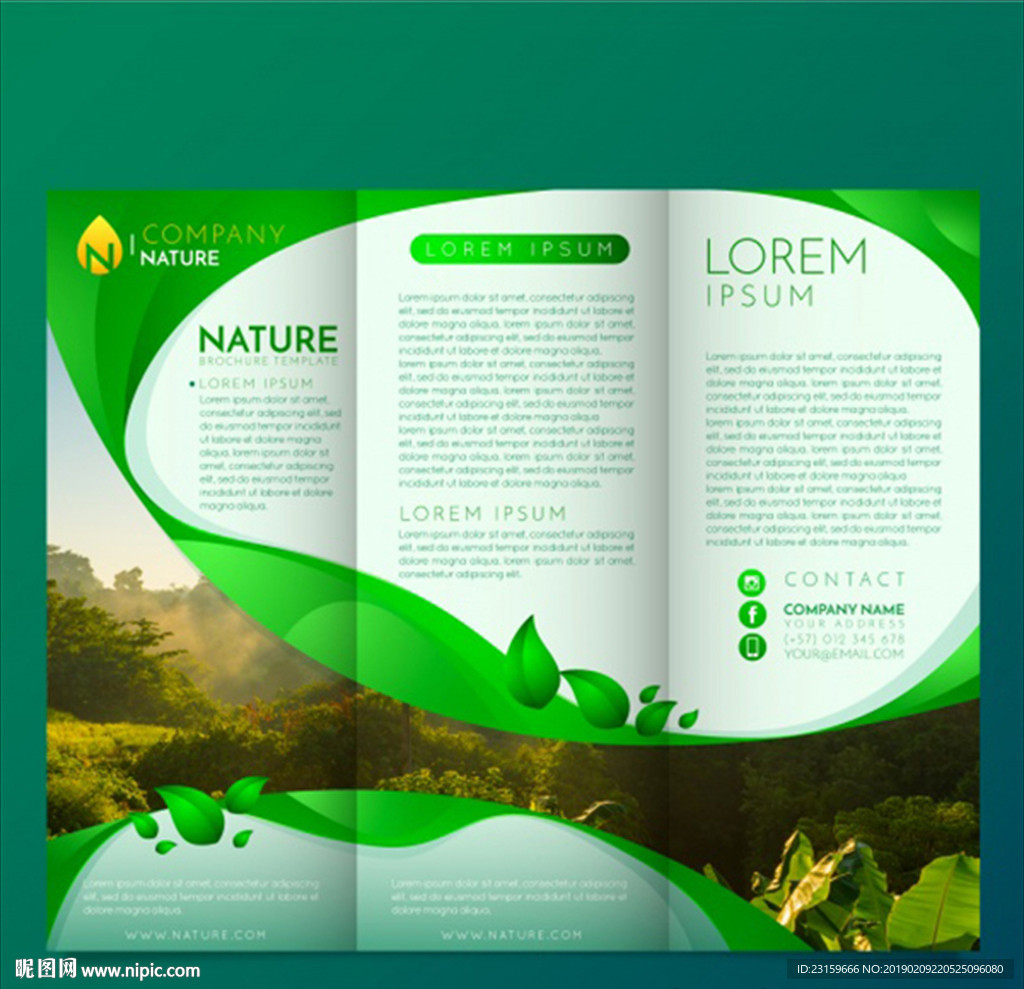 绿色自然风景区森林公园三折页