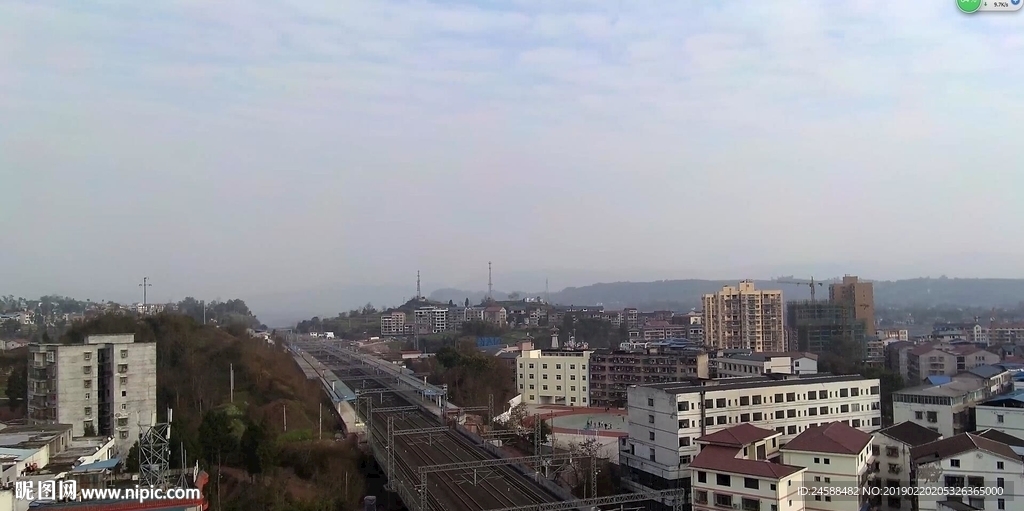 中國小城鎮發展航拍城際鐵路建設