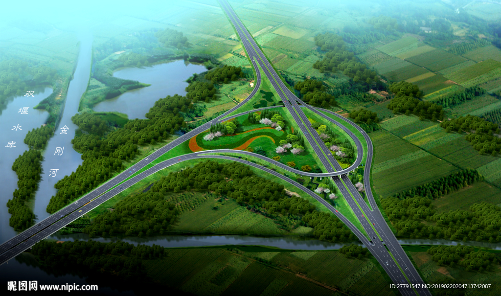 交通环岛道路景观设计效果图