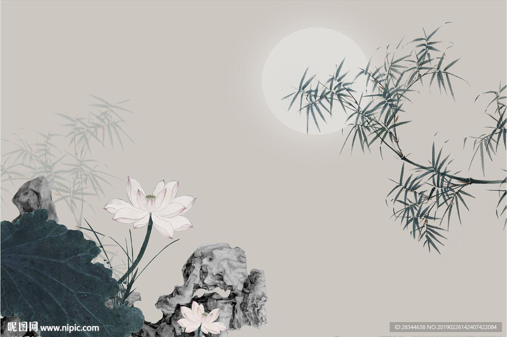 新中式仙鶴花鳥背景墻