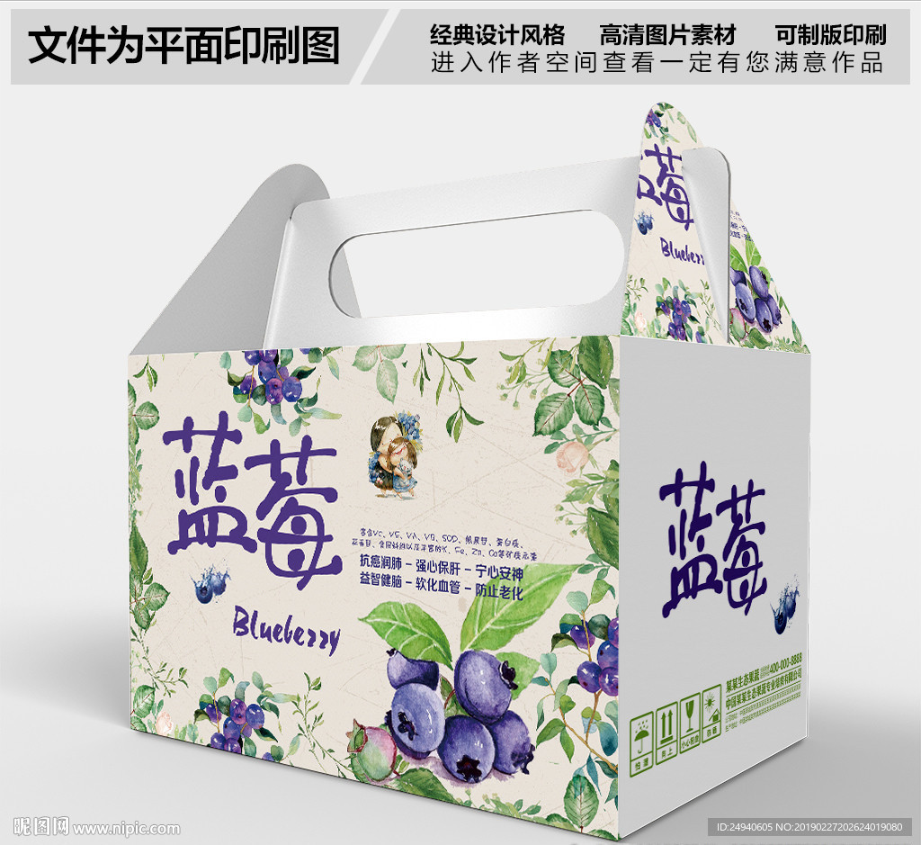 清新简约蓝莓包装礼盒设计