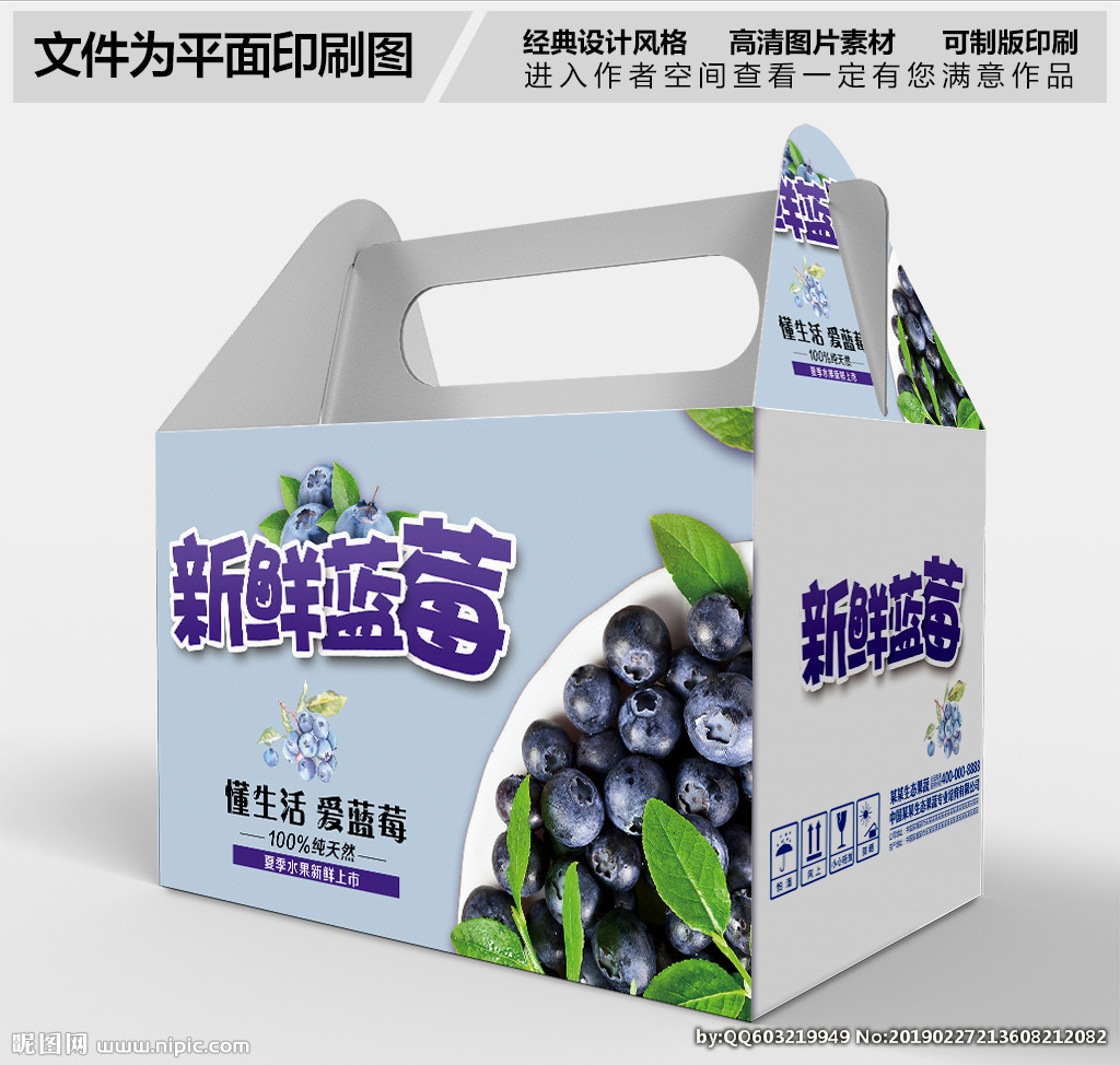 新鲜蓝莓包装盒设计