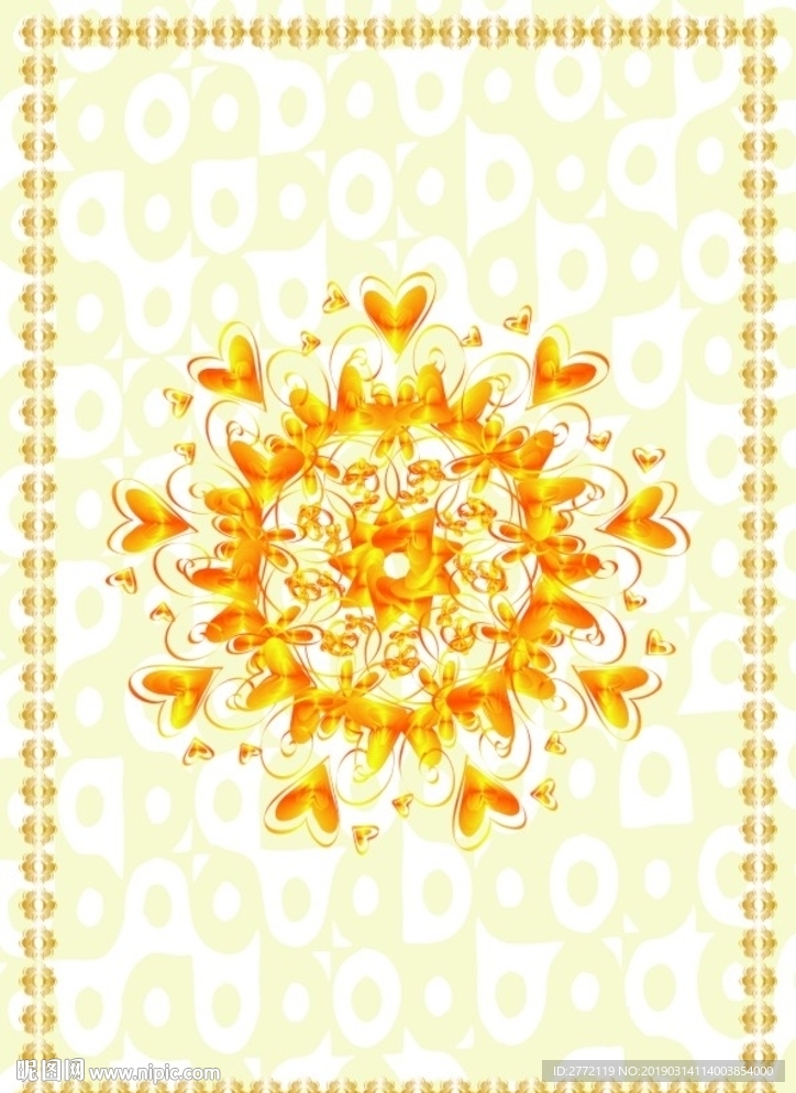 金橙花朵-荣誉证书底纹