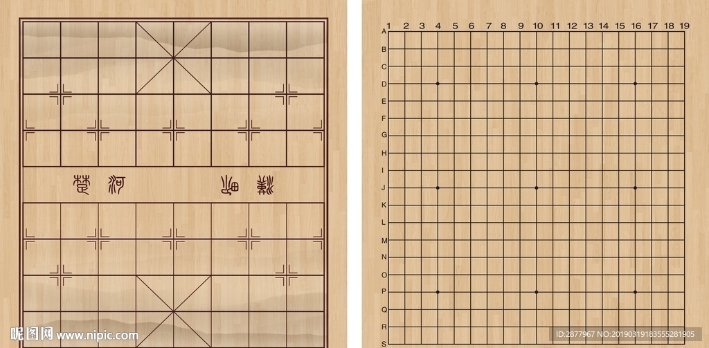 木质底纹象棋围棋棋盘分层矢量图