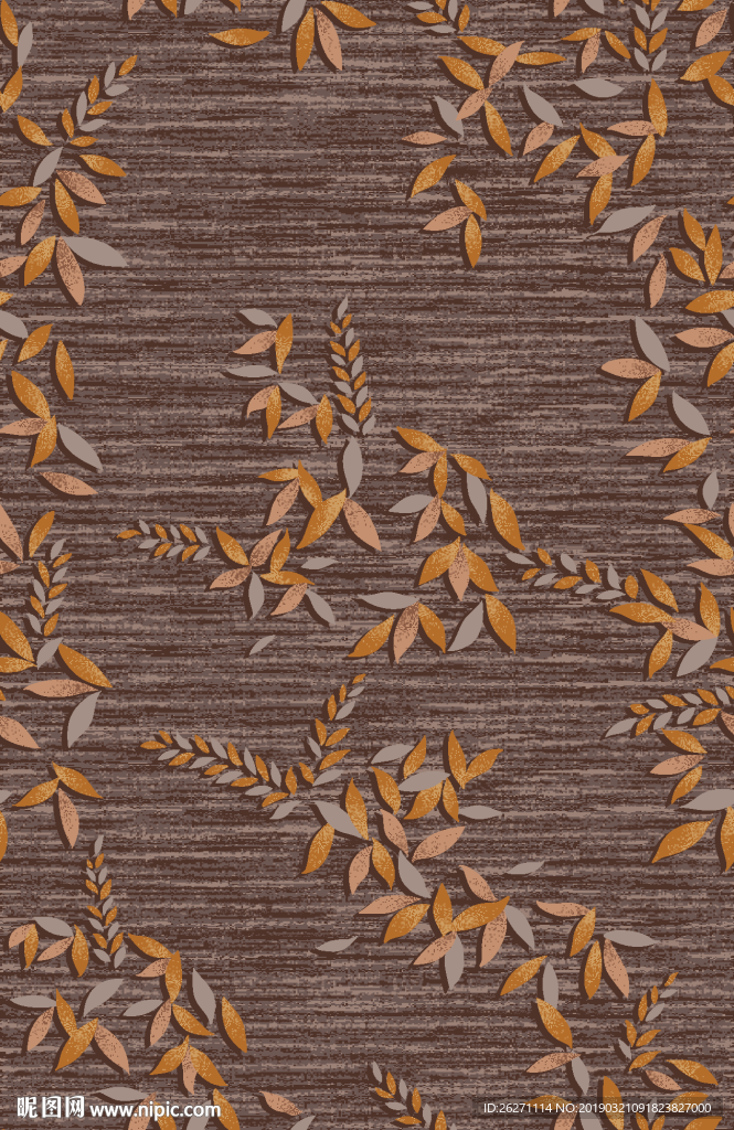 复古串叶彩印  卷材地毯