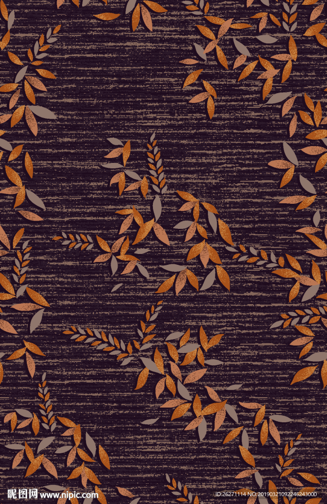 串叶 彩印 循环图 卷材地毯