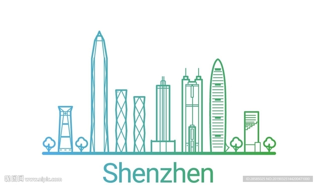 深圳標志建筑線條矢量圖