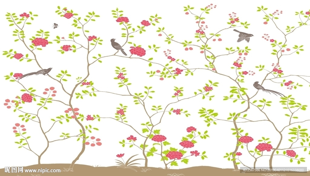 花鳥圖硅藻泥