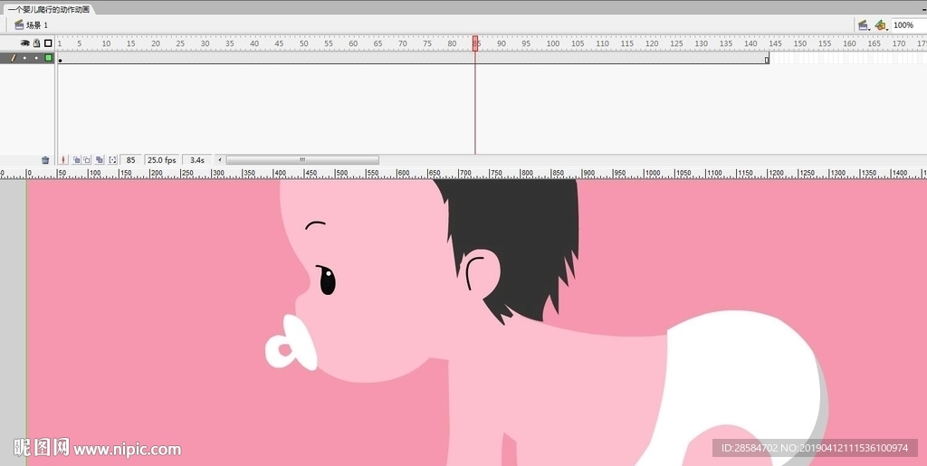 一個嬰兒爬行的動作 5秒