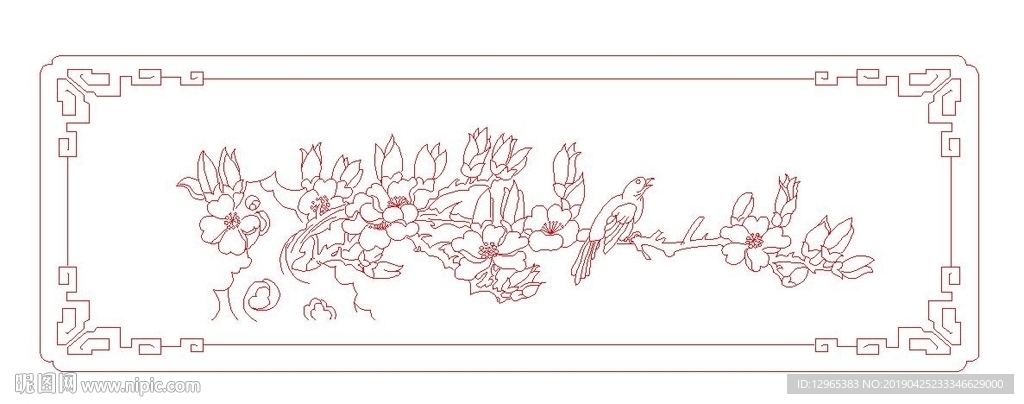單線 花鳥 圖