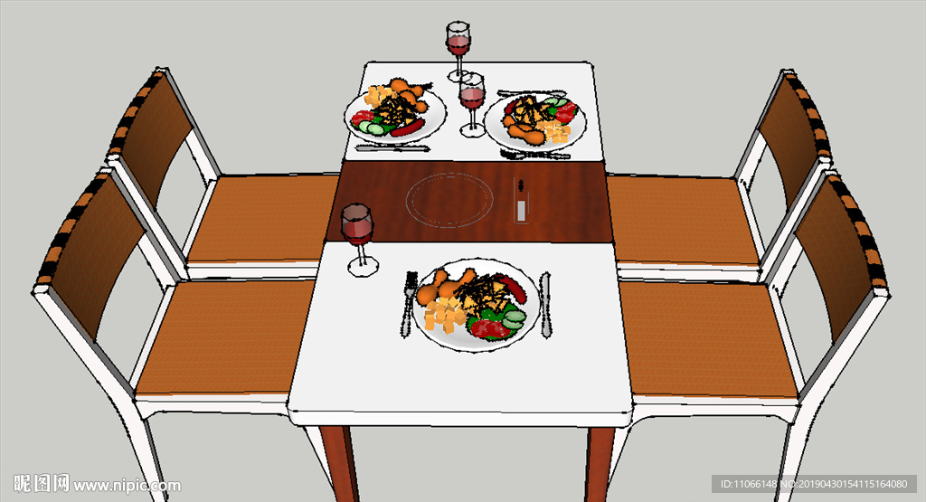 折叠餐桌SU设计图