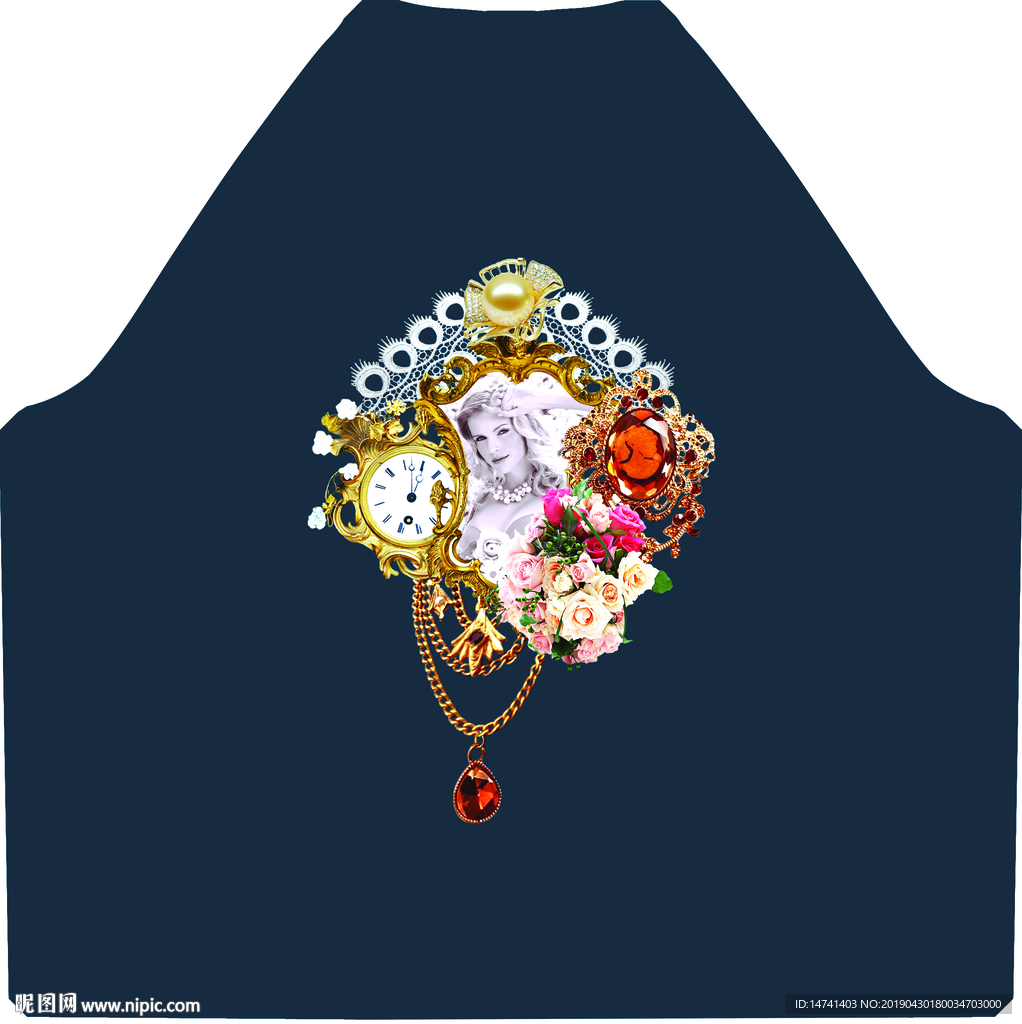 钟表美人珠宝链条欧式金属花服装