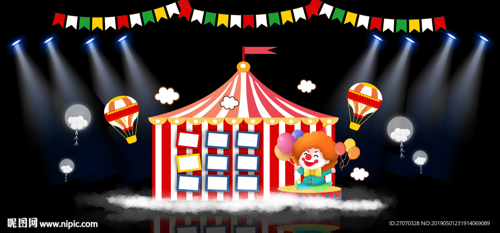 马戏团欢乐小丑背景素材