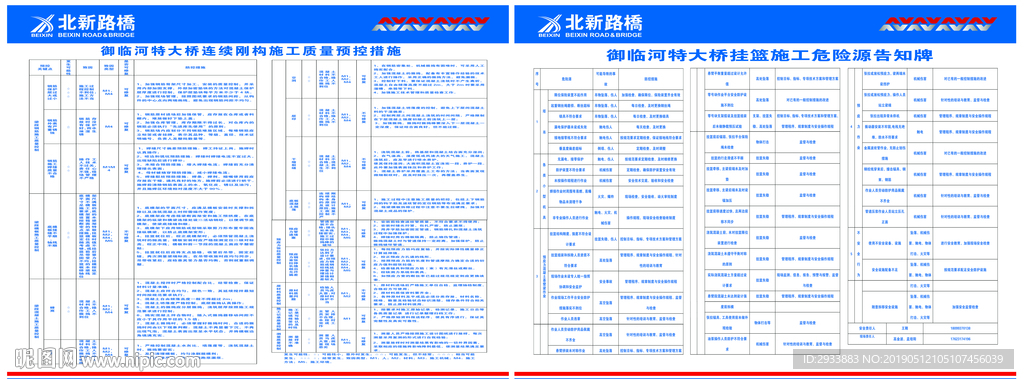 大橋掛籃施工危險(xiǎn)源告知牌