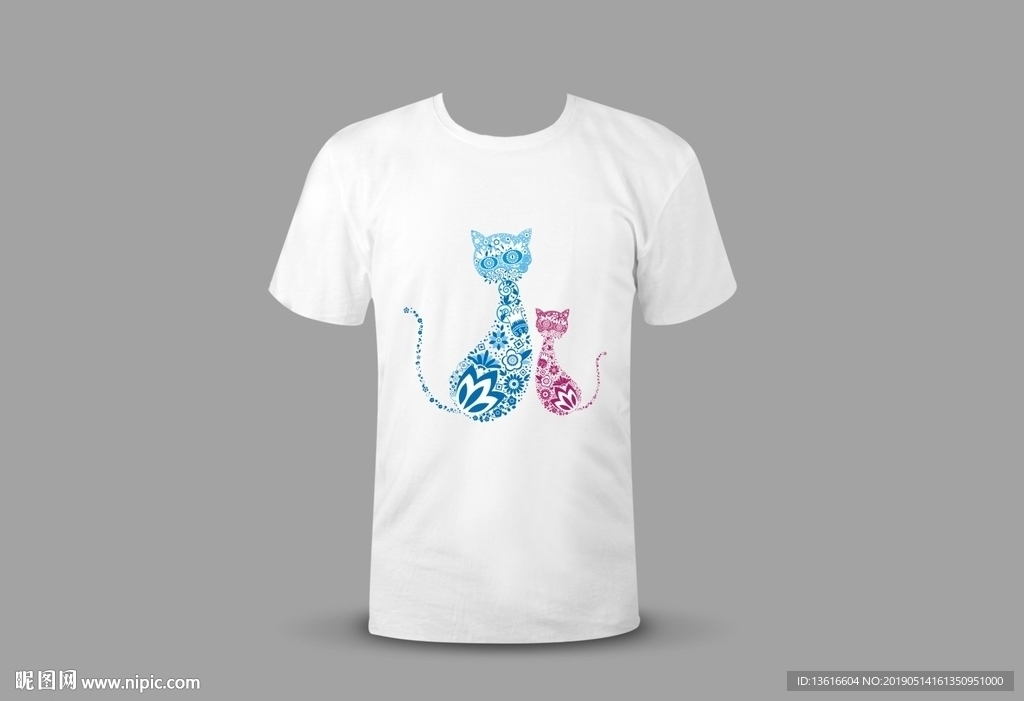 可爱猫咪情侣T恤图案设计