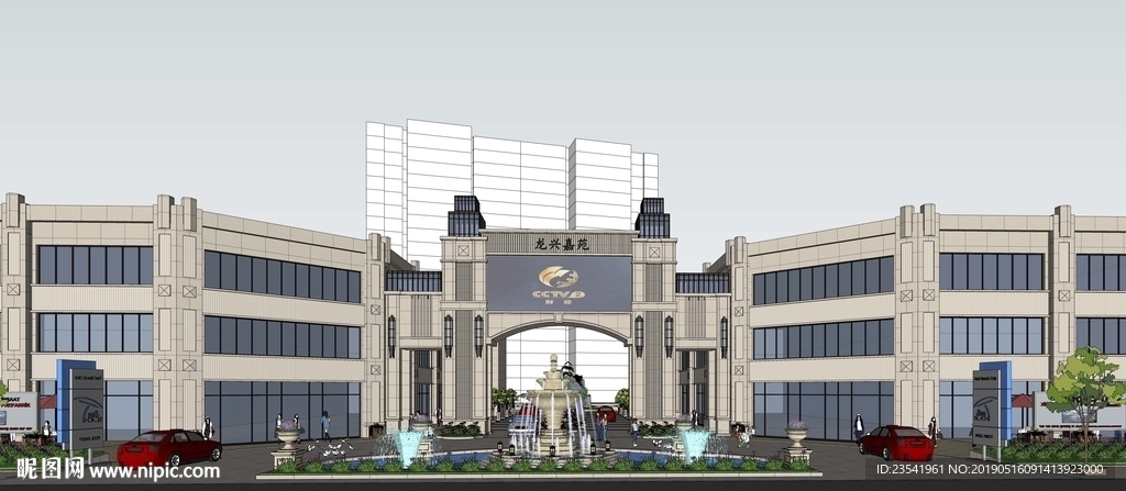 小區大門設計SU模型