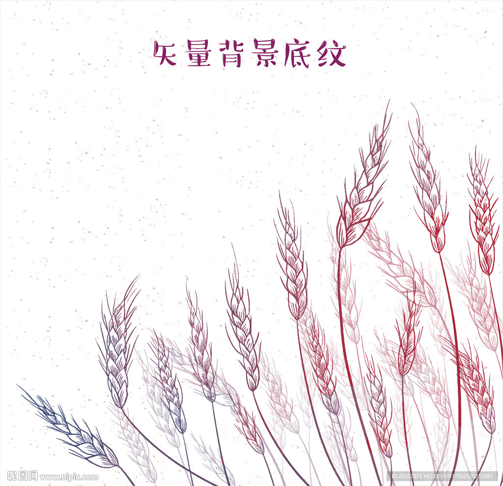 手绘卡通小麦麦穗底纹边框线描麦图片