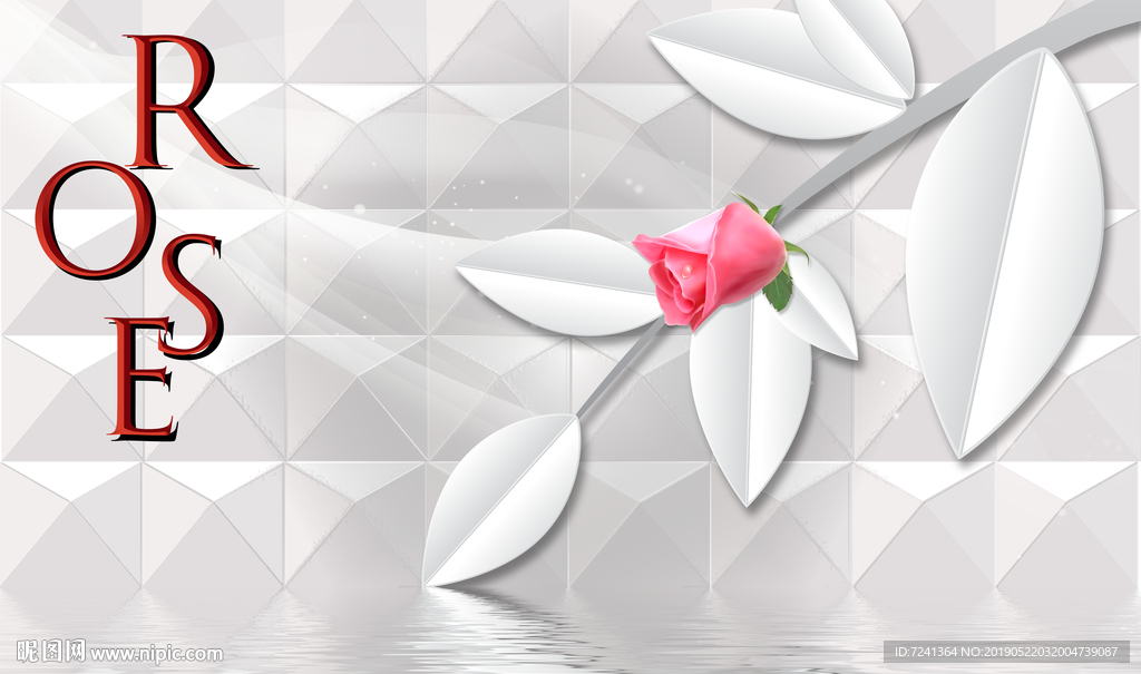 玫瑰立体几何背景欧式立体装饰画