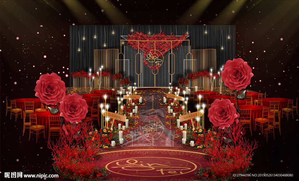 红色系婚礼仪式区