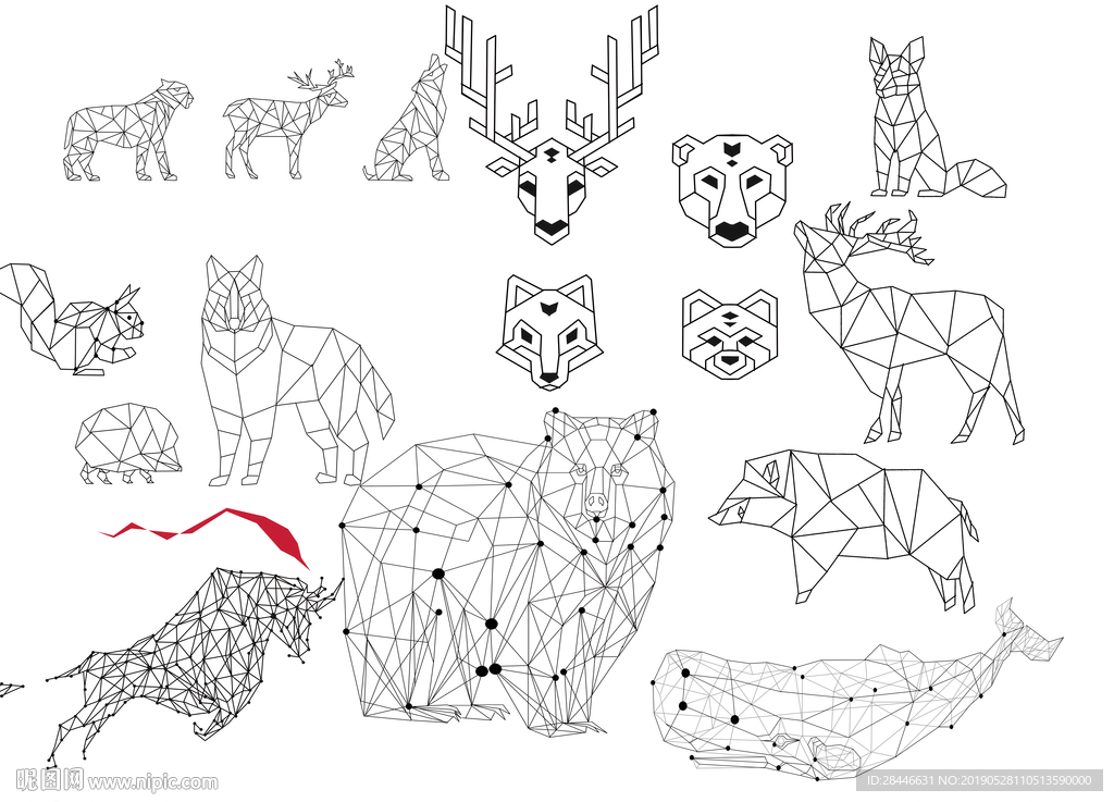 抽象多边形三角形动物变色龙插画图片素材_ID:423613753-Veer图库
