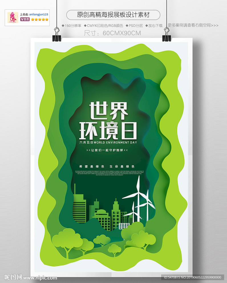 绿色简约世界环境日宣传海报