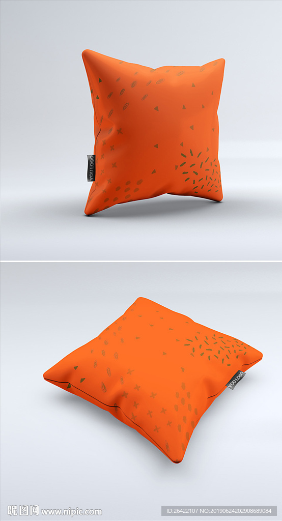 奢华橙色印花图案手绘抱枕