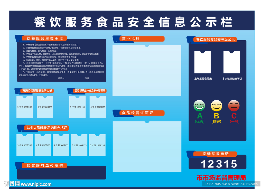 餐饮服务食品安全信息公示栏