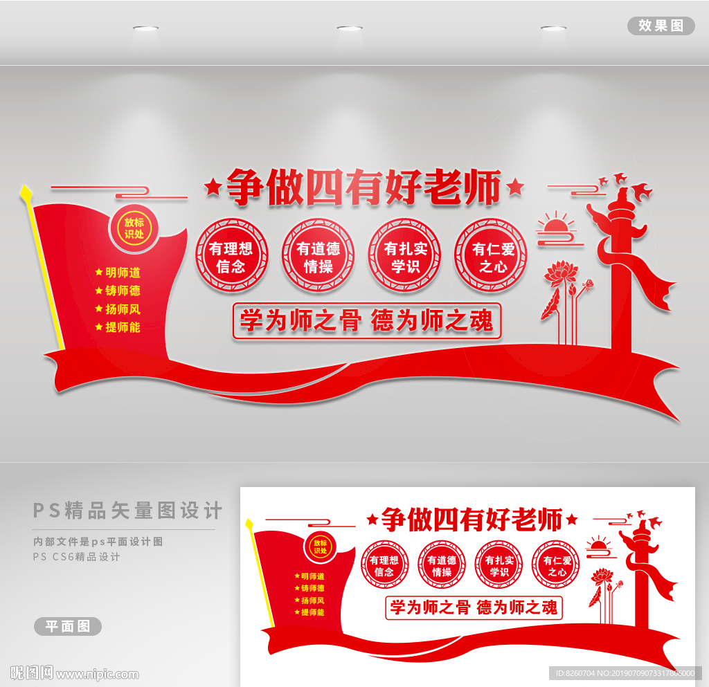 键 词:四有好老师 四有好教师 校园文化展板 做四