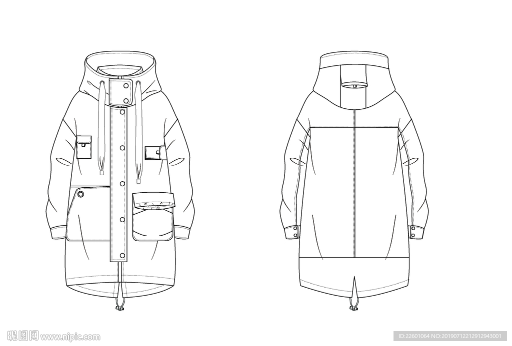 羽绒服正反面ai款式图图片