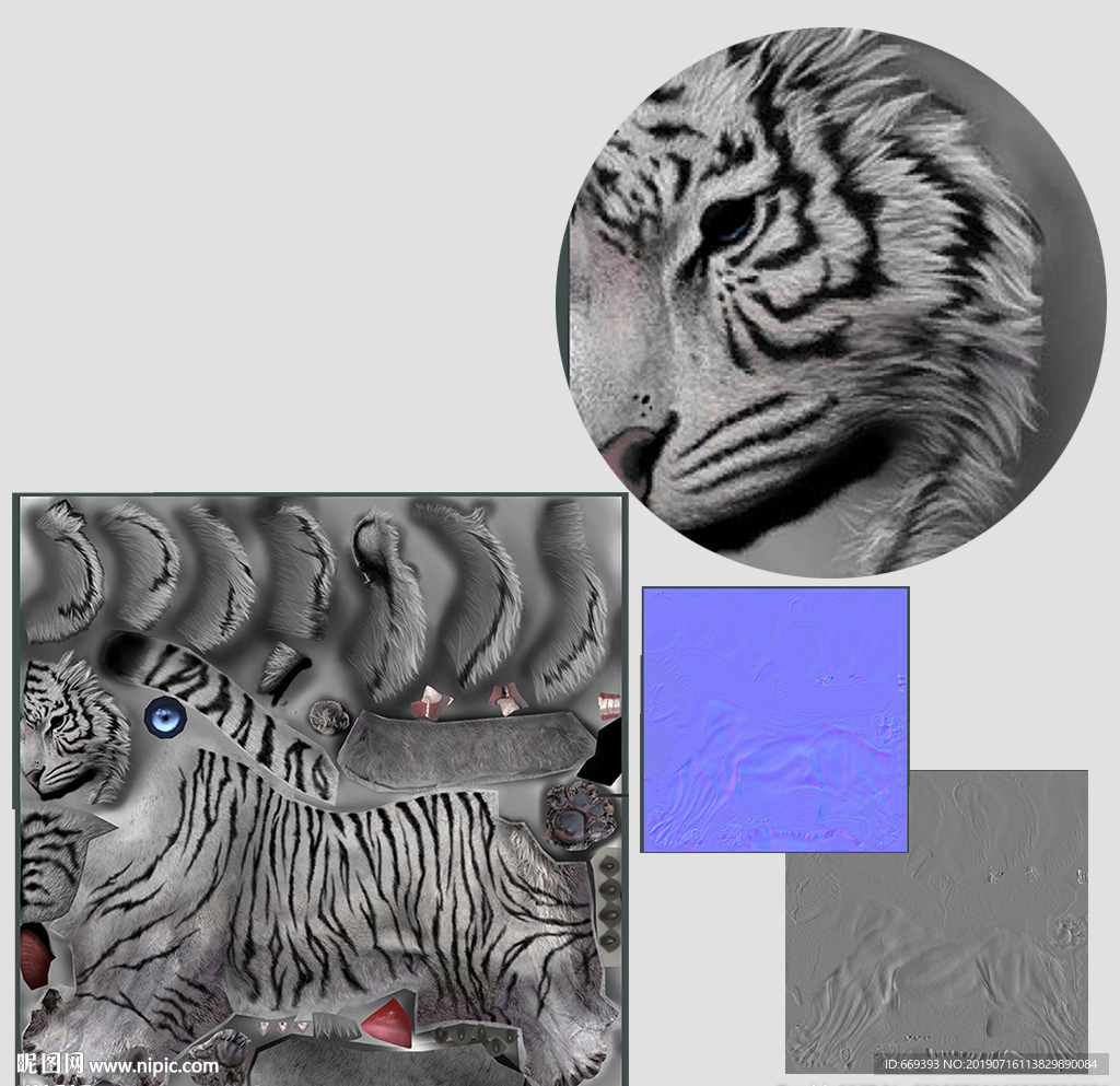 白虎3D模型（贴图）