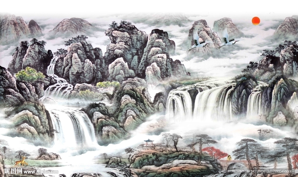 中式山水装饰画背景墙