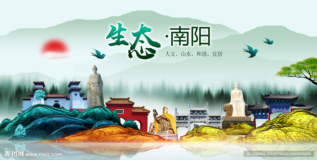 生态南阳中国风城市形象海报广告