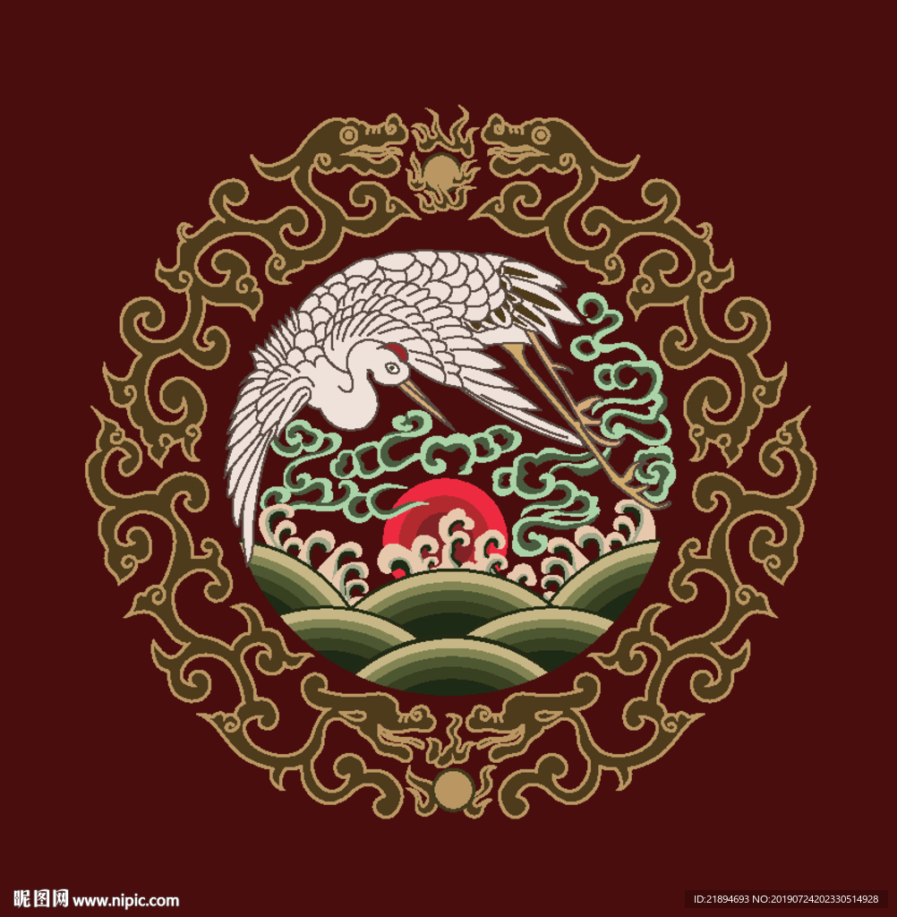 中国传统纹饰仙鹤