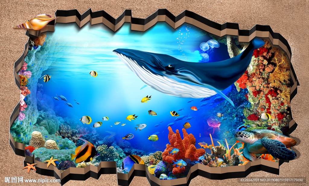 3d鲸鱼立体画图片