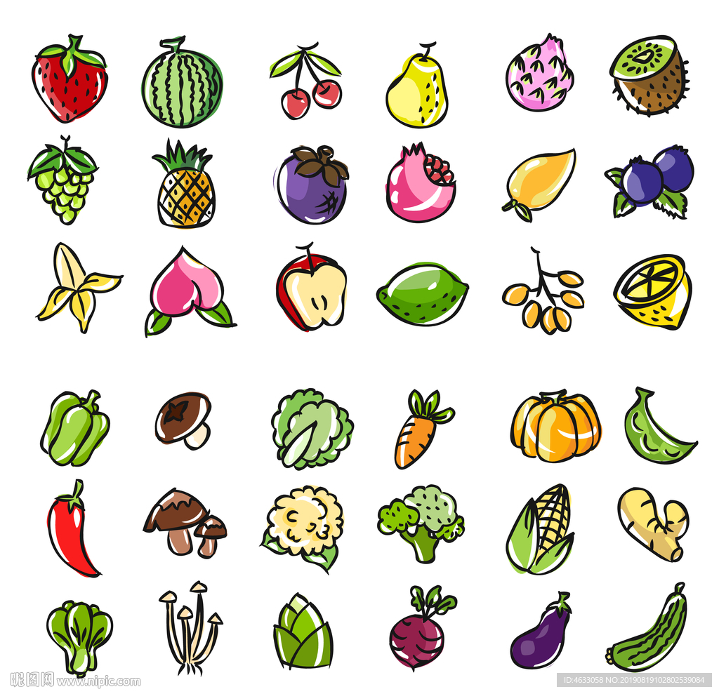 手绘水果蔬菜