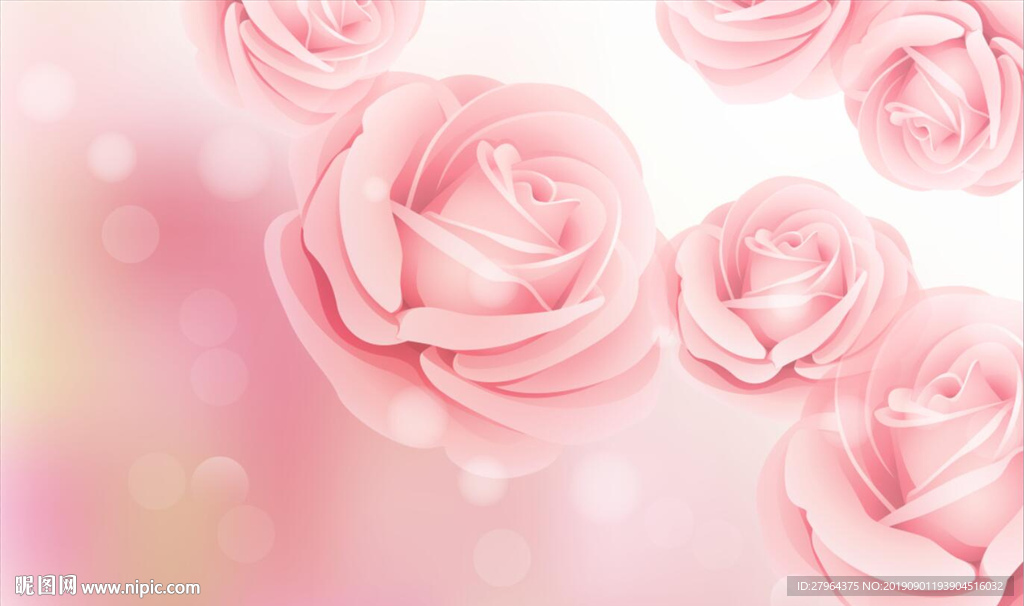浪漫粉色玫瑰花背景墙