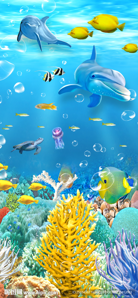海底世界海豚3D立体玄关