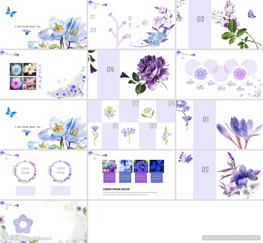 通用小清新花朵工作總結PPT