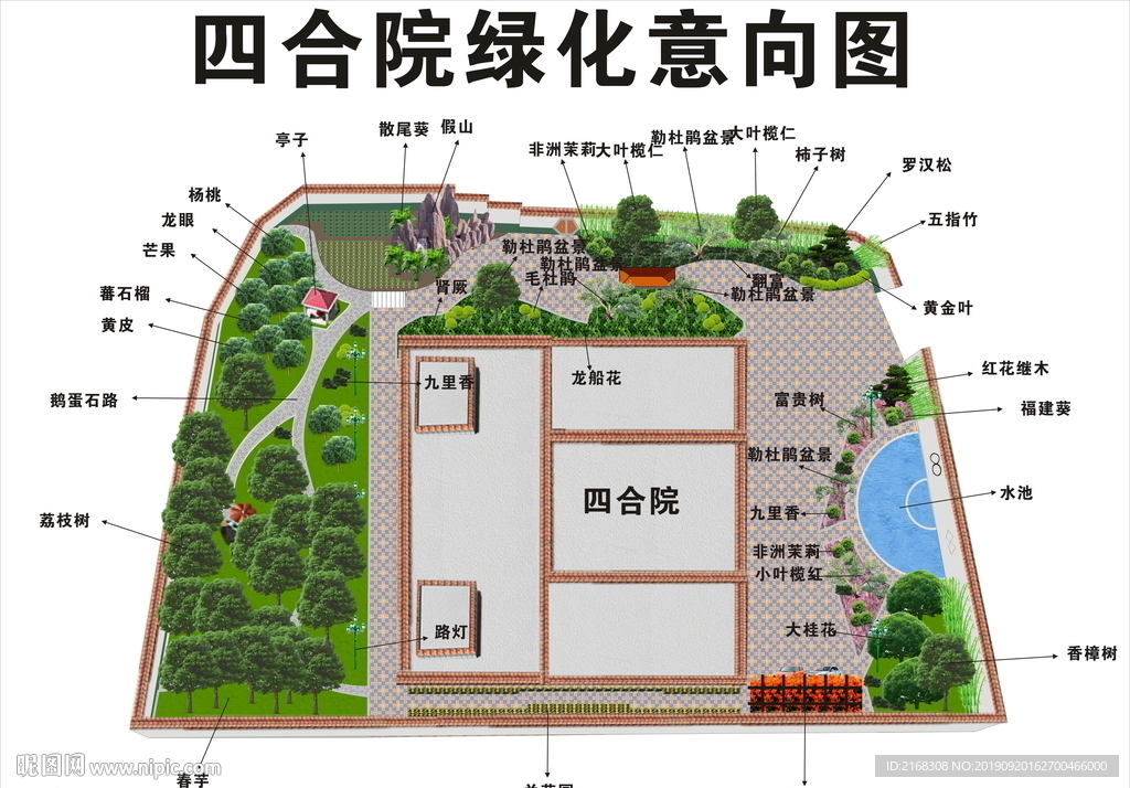 別墅 四合院綠化示意圖
