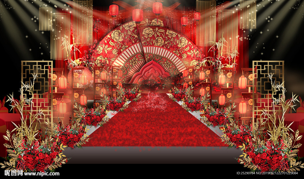 大气新中式汉式红金婚礼仪式区