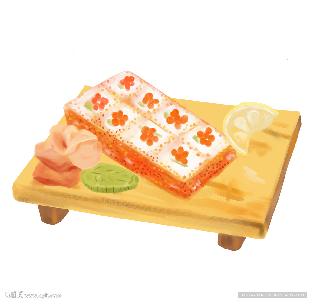 魚子醬壽司插畫圖
