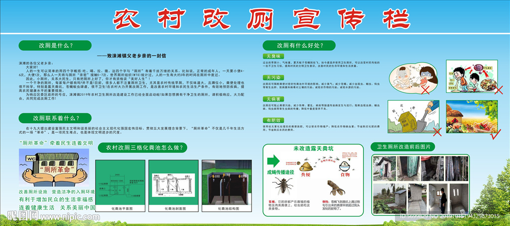 农村改厕宣传栏三格化粪池