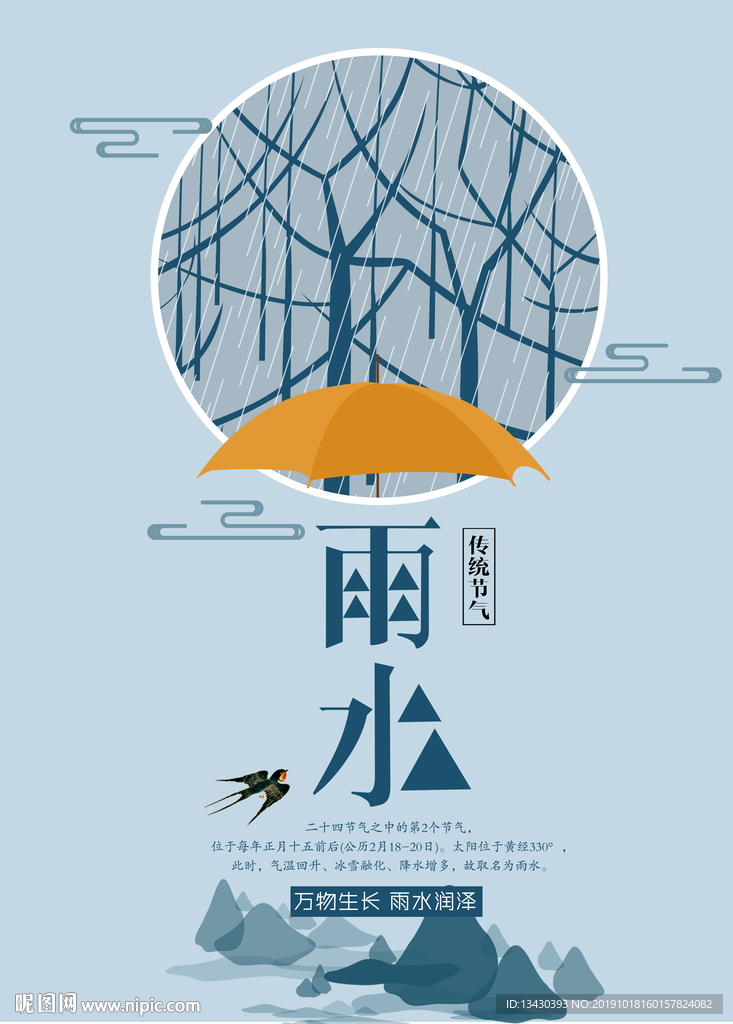 二十四節氣雨水海報