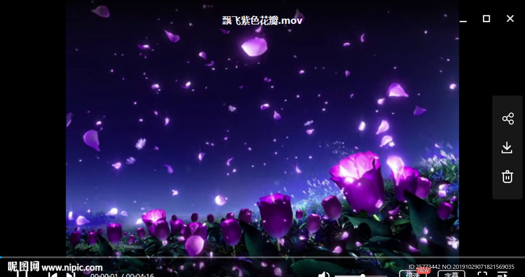 夢幻飄動紫色花瓣背景動態素材